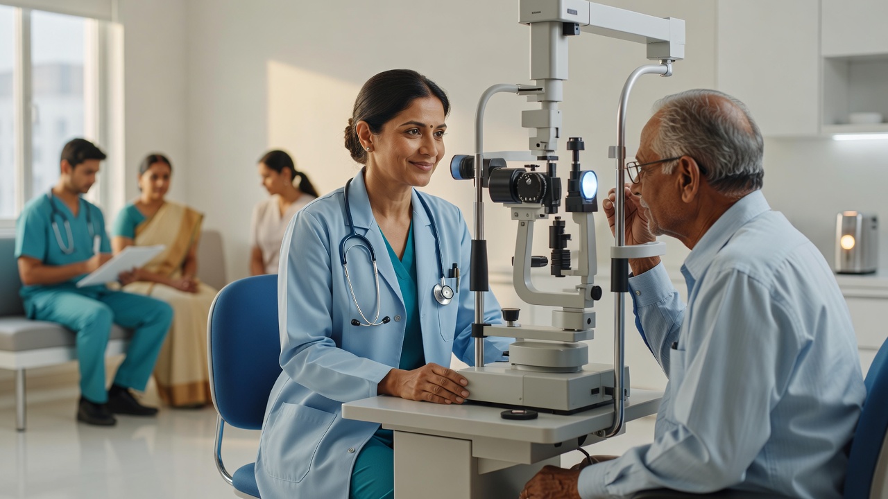 Ophthalmologist consulting a patient at Vista Eye Care